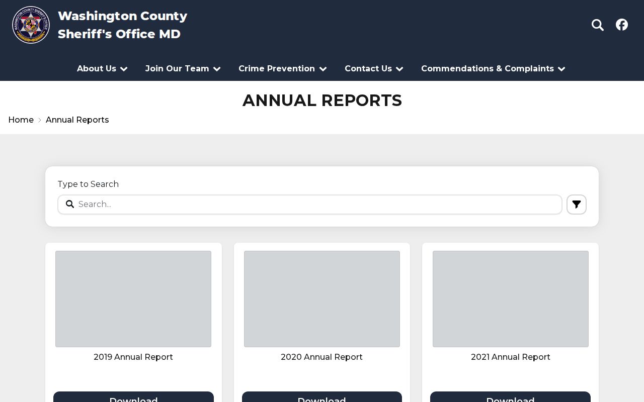 Washington County Sheriff annual report index with warrant records totals