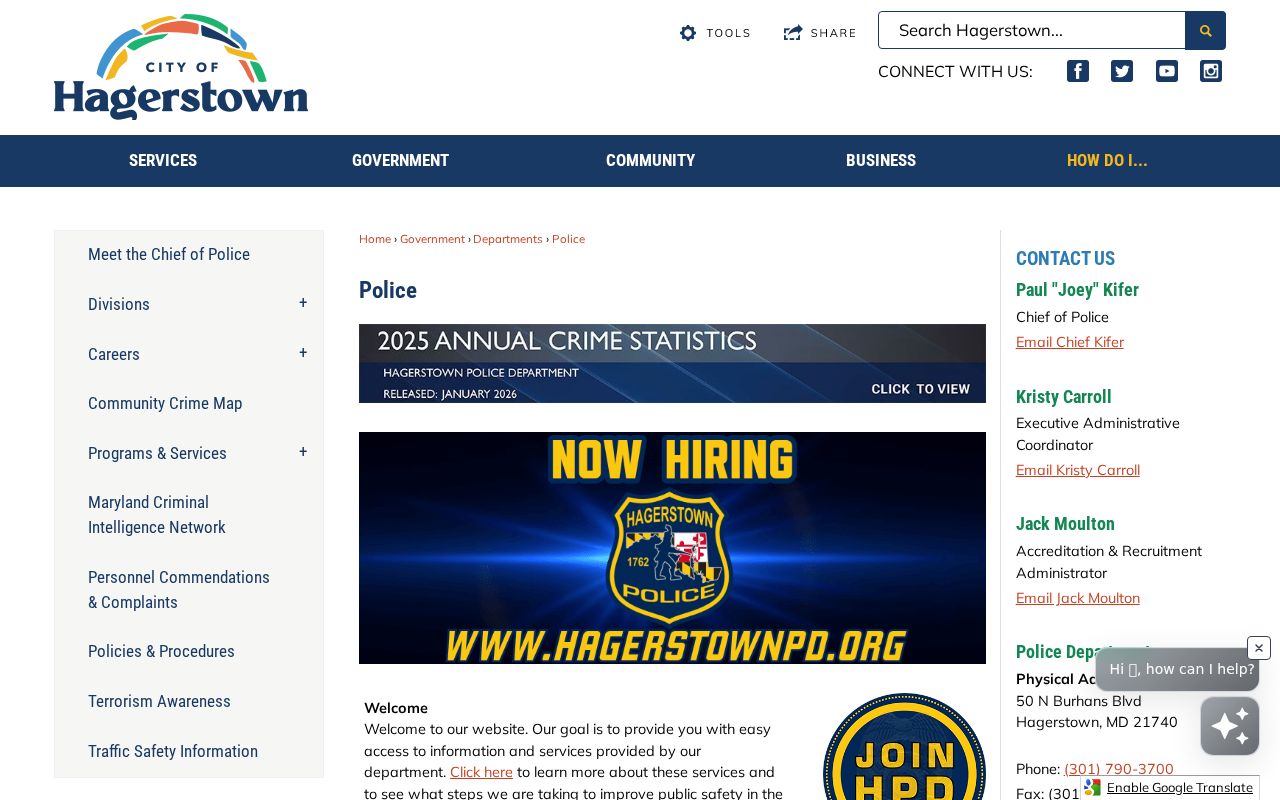 Hagerstown Police Department building for Hagerstown warrant records