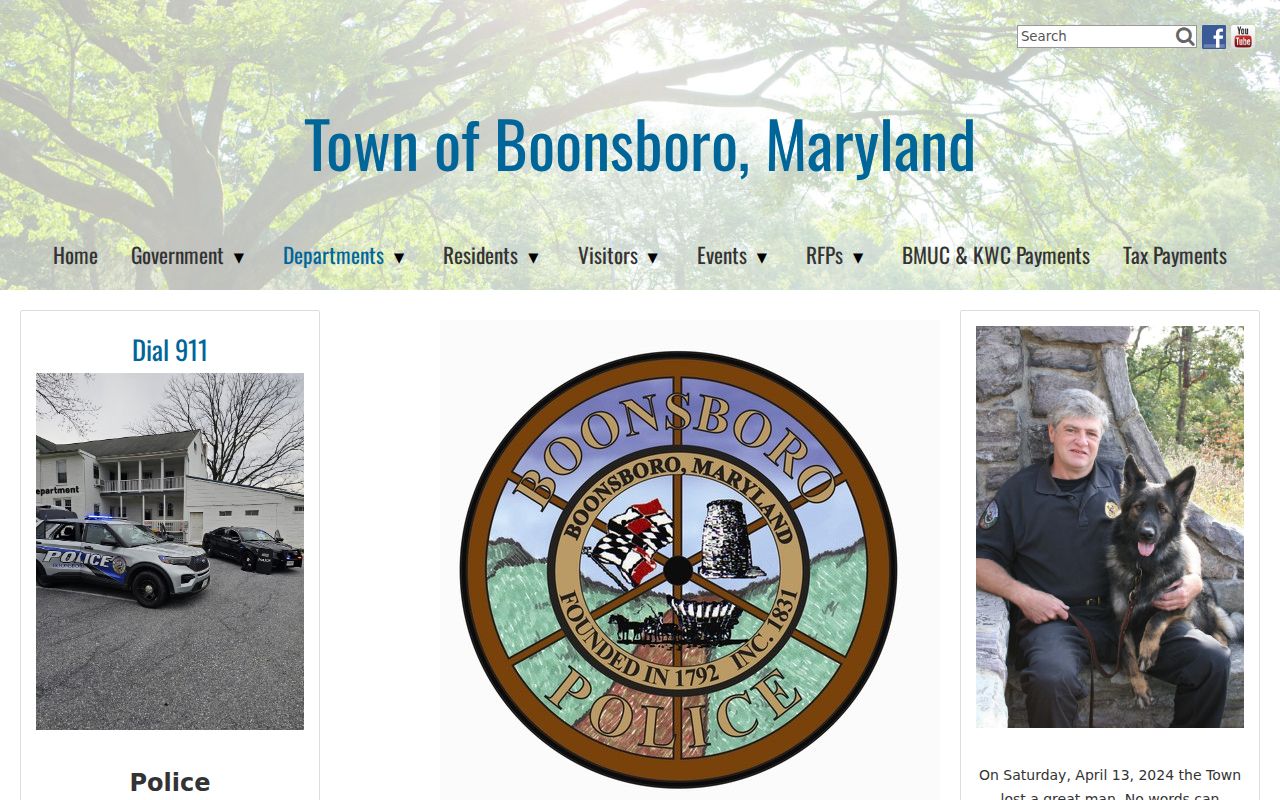Boonsboro Police Department building for Boonsboro warrant records