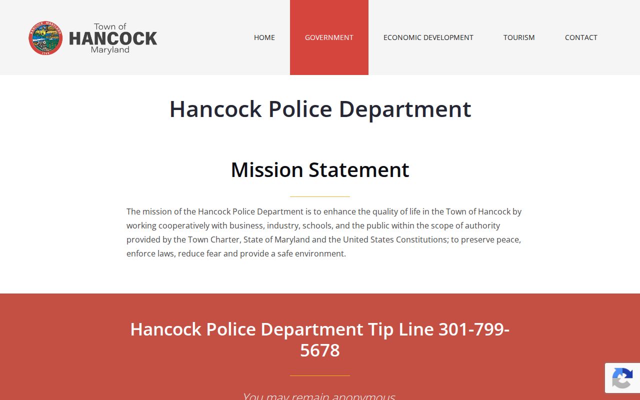 Hancock Police Department building for Hancock warrant records