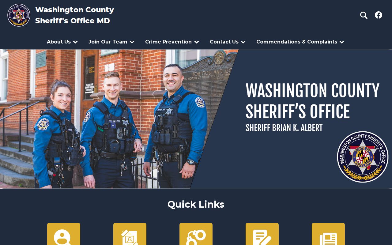Washington County Sheriff's Office homepage for Washington County warrant records